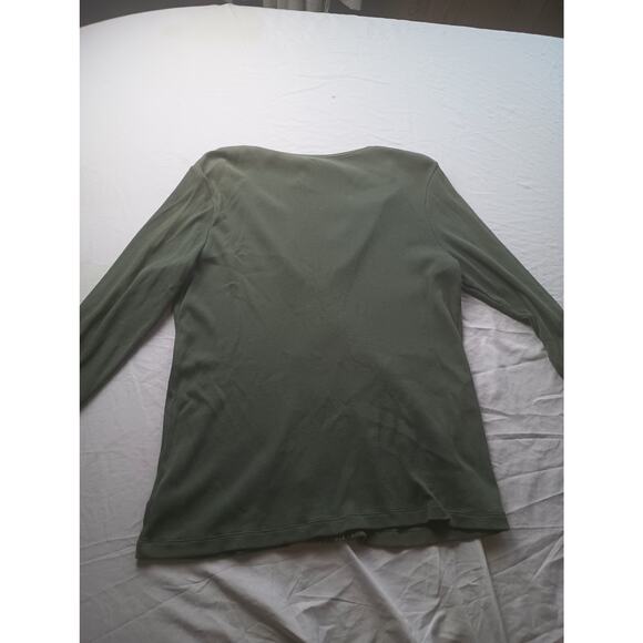 Denim & Co. 100% Cotton Green Embroidered Floral Ribbed Cardigan Women M NWT - Picture 5 of 5